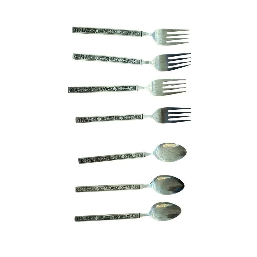 Vintage Nasco Kashmir Greta Flatware 7 Piece Spoons Forks